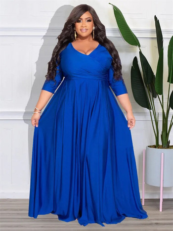 Wmstar Plus Size Φορέματα πάρτι για Γυναικεία Φθινοπωρινά Ρούχα V Λαιμόκοψη Επίδεσμος Μεγάλο Στρίφωμα Κομψό φόρεμα Maxi Party Χονδρική Dropshipping