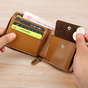 Δερμάτινο ανδρικό πορτοφόλι Πολυτελές ανδρικό πορτοφόλι Θήκες καρτών με φερμουάρ με τσέπες νομισμάτων Rfid πορτοφόλια Δώρα για άνδρες Τσάντα χρημάτων