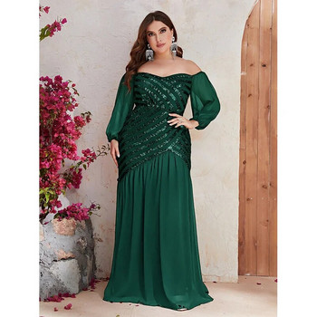 Plus Size Off Shoulder Chiffon Φαρδύ βραδινό φόρεμα 4XL5XL Μεγάλο μέγεθος ριγέ παγιέτες πολυτελές πάρτι μόδας μάξι γυναικείο φόρεμα 2023