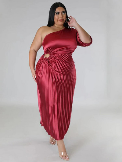 Ühepoolne õlakleit Naiste plisseeritud seksikad pikad kleidid Pehmed luksuslikud elegantsed 5xl suuremad naiste kleidid hulgimüük Dropshipping