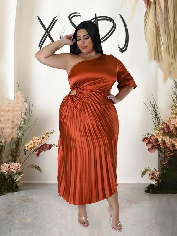 Ühepoolne õlakleit Naiste plisseeritud seksikad pikad kleidid Pehmed luksuslikud elegantsed 5xl suuremad naiste kleidid hulgimüük Dropshipping