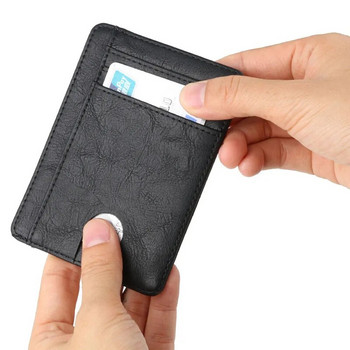 Нов мъжки кожен портфейл, блокиращ RFID, тънък държач за кредитна карта, бизнес мъжка преносима мини чанта за пътуване за мъж