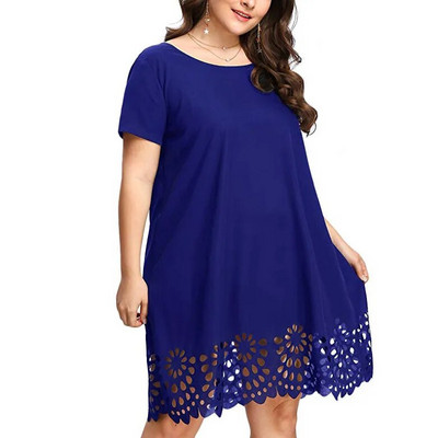 Didelio dydžio moteriška suknelė Seksuali nėriniuota, vientisa trumpomis rankovėmis O formos iškirpte, laisvalaikio suknelė Bohemiška paplūdimio atostogų laisva vasaros mini suknelė