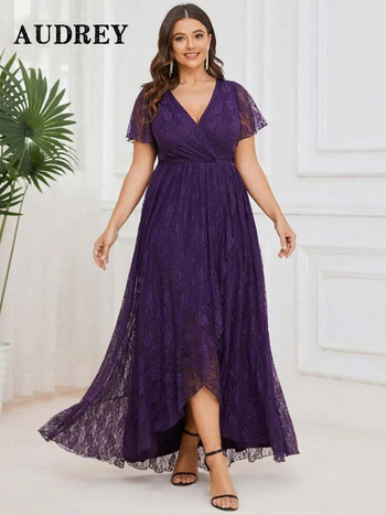 Fashion Plus Size Δαντελένιο φόρεμα για γυναίκες Κομψά σέξι βραδινά φορέματα για πάρτι με λαιμόκοψη V Long Luxury Vestidos De Verano Mujer Summer