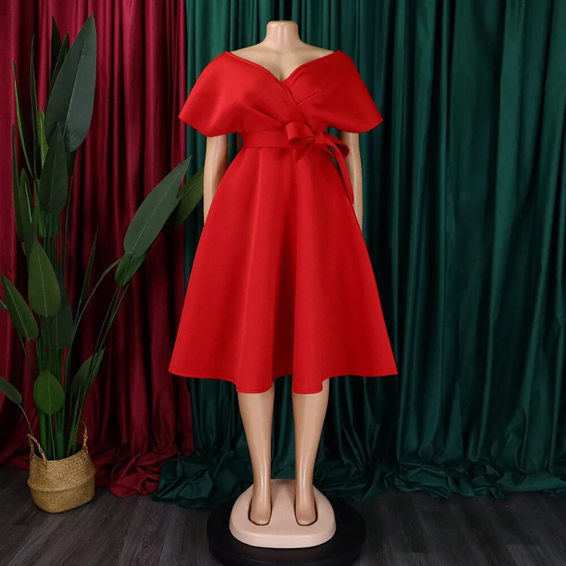 Ženska večernja haljina velike veličine s otvorenim ramenima, V izrezom, elegantna klupska kombinacija, ležerna, luksuzna vjenčanica, nova haljina za ljetnu zabavu 2023.