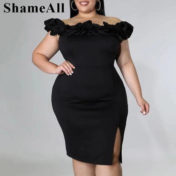 Plus Size Ruffle Off Shoulder Bodycon Party Club Φόρεμα 4XL Καλοκαιρινό στράπλες, βραδινό επίδεσμο επίσημο φόρεμα γενεθλίων