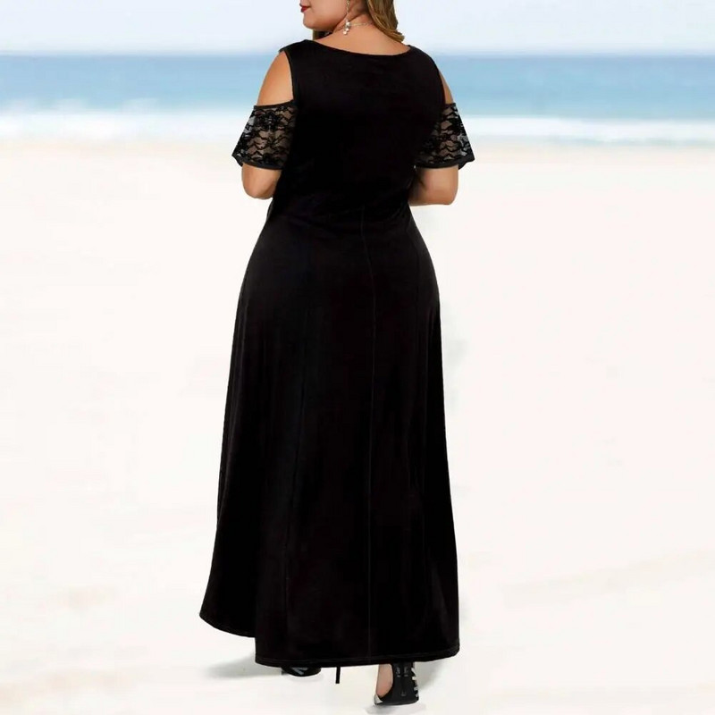 Ženska haljina veće veličine visokog struka, ženska haljina kratkih rukava, starinska haljina s nepravilnim rubom