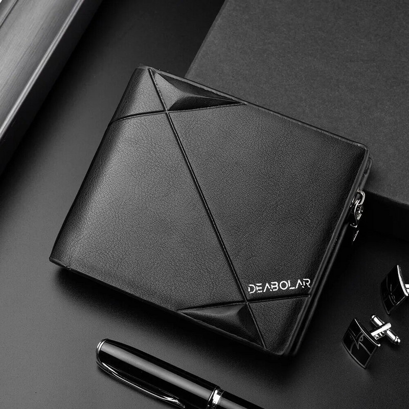 Vyriška trumpa piniginė Aukštos kokybės vyriška kreditinių kortelių laikiklis Verslo laisvalaikio daugiafunkcė užtrauktuku kišeninė monetų piniginė