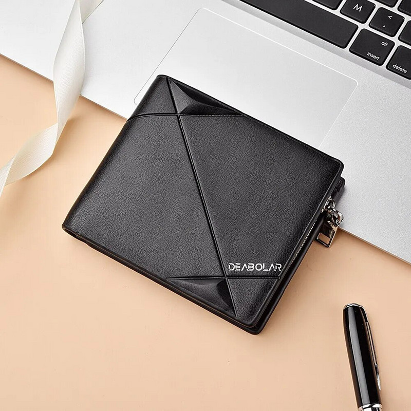 Vyriška trumpa piniginė Aukštos kokybės vyriška kreditinių kortelių laikiklis Verslo laisvalaikio daugiafunkcė užtrauktuku kišeninė monetų piniginė