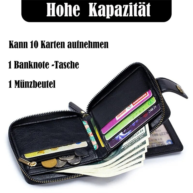 Vyriška senovinė piniginė PU odinė trumpa piniginė Vyriška su užtrauktuku, vienspalvės piniginės Aukštos kokybės patvarios patogios piniginės