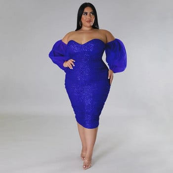 Φόρεμα SOMOIA Plus Size Σέξι φόρεμα με παγιέτες Στράπλες γάζα μασίφ βραδινό φόρεμα στενό ζεστό φόρεμα για πάρτι για κορίτσια Χονδρική Dropshipping