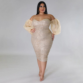 Φόρεμα SOMOIA Plus Size Σέξι φόρεμα με παγιέτες Στράπλες γάζα μασίφ βραδινό φόρεμα στενό ζεστό φόρεμα για πάρτι για κορίτσια Χονδρική Dropshipping