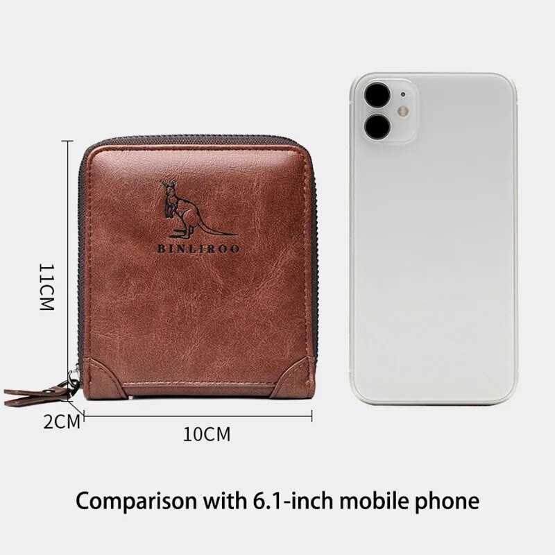 Nahast rahakott meestele Tõmblukuga RFID-kaardihoidja Rahakott Kaasaskantav Luksuslik Disain Meeste Rahakott Meeste Lühike kaardihoidja