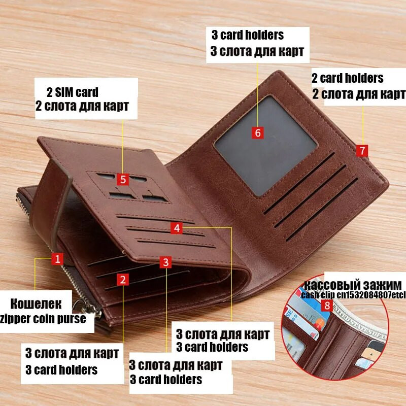 Ανδρικό πορτοφόλι Πολυτελές κοντό Θήκη καρτών RFID για άνδρες Πορτοφόλι με φερμουάρ Φορητά ανδρικά πορτοφόλια Billfold