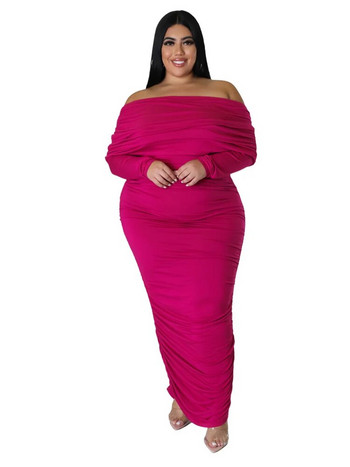 Wmstar Plus Size Φορέματα για γυναίκες με μακριά μανίκια σέξι κομψό ντραπέ μόδα μάξι φόρεμα φθινοπώρου χονδρική Dropshipping