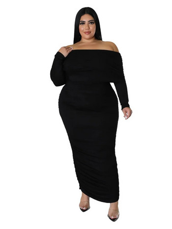 Wmstar Plus Size Φορέματα για γυναίκες με μακριά μανίκια σέξι κομψό ντραπέ μόδα μάξι φόρεμα φθινοπώρου χονδρική Dropshipping