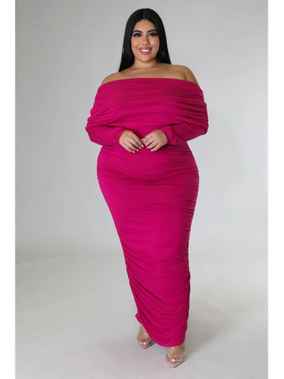 Wmstar haljine velikih veličina za žene s otvorenim ramenima i dugim rukavima, seksi, elegantna drapirana modna maksi haljina, jesen, veleprodaja Dropshipping