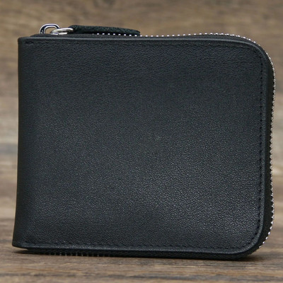 Novčanik s patentnim zatvaračem od kože za muškarce, kratka torbica za novac, držač kreditne kartice, džep za novčiće, veliki, čvrsti, standardni muški novčanici