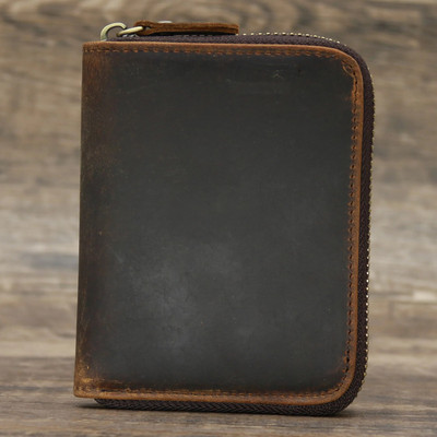 Novčanik s patentnim zatvaračem od kože za muškarce, kratka torbica za novac, držač kreditne kartice, džep za novčiće, veliki, čvrsti, standardni muški novčanici