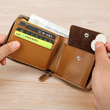 Кожен портфейл за мъже Моден картодържател Мъжко луксозно дизайнерско портмоне с цип Поставка за карти Къса чанта за пари Мъжки подарък Мъжки