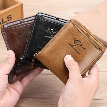 Кожен портфейл за мъже Моден картодържател Мъжко луксозно дизайнерско портмоне с цип Поставка за карти Къса чанта за пари Мъжки подарък Мъжки