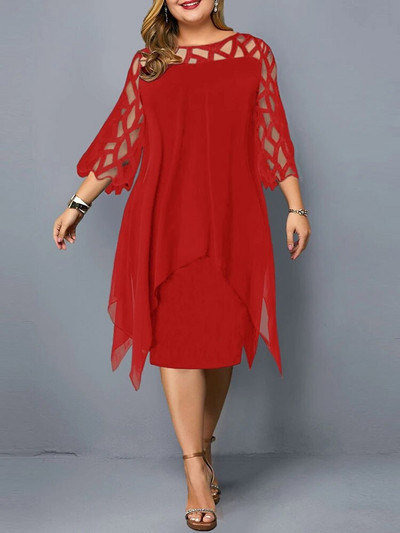 WYBLZ Haljine velikih veličina za žene 4xl 5xl 6xl Ljetne elegantne bijele ženske haljine s mrežastim rukavima Velike veličine Ležerne haljine za zabave