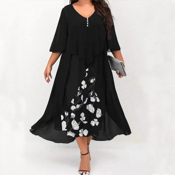 Κομψό γυναικείο φόρεμα με χαλαρή μέση διακόσμηση με λουλούδια μοτίβο Γυναικείο μακρύ φόρεμα μάξι φόρεμα για δουλειά