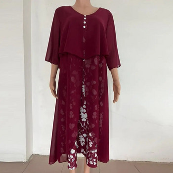 Κομψό γυναικείο φόρεμα με χαλαρή μέση διακόσμηση με λουλούδια μοτίβο Γυναικείο μακρύ φόρεμα μάξι φόρεμα για δουλειά