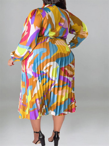 Γυναικεία φορέματα Wmstar Plus Size Γυναικεία τυπωμένα Tie Dye Fashion Μακρύ μανίκι φόρεμα Maxi Hot Sale Χονδρική Dropshipping with Bandage