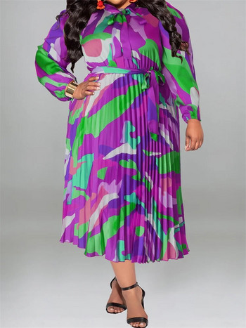 Γυναικεία φορέματα Wmstar Plus Size Γυναικεία τυπωμένα Tie Dye Fashion Μακρύ μανίκι φόρεμα Maxi Hot Sale Χονδρική Dropshipping with Bandage