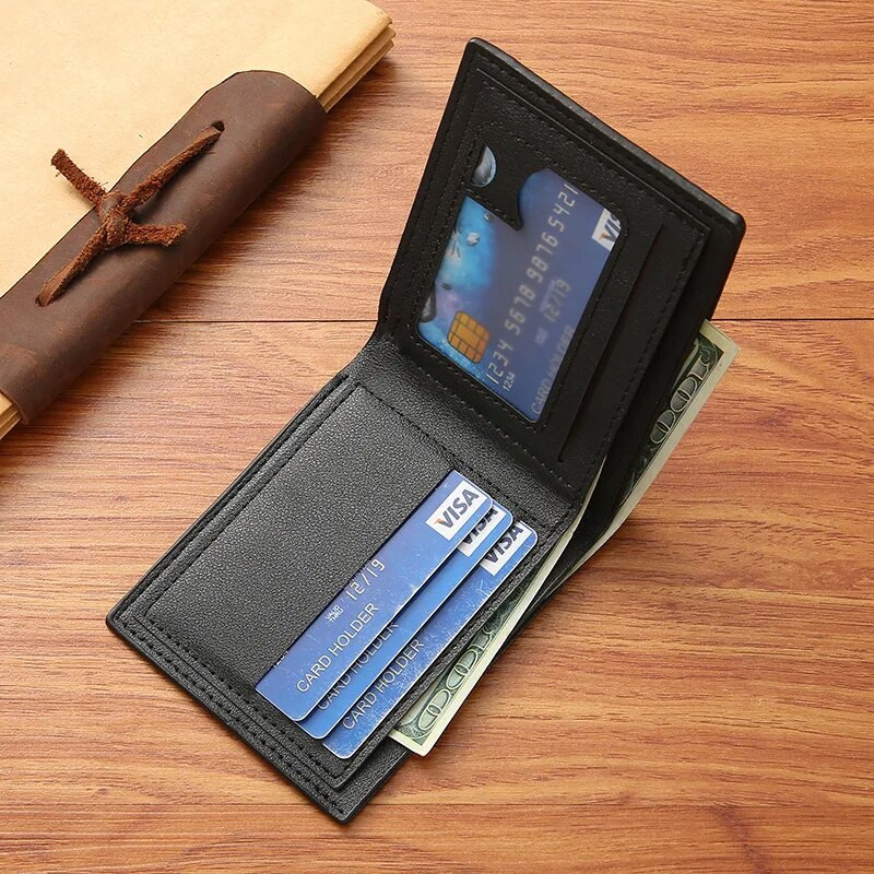 Piniginė vyrams Trumpa laisvalaikio piniginė Verslo sulankstomos piniginės PU odinė vyriška piniginė Prabangi maža piniginė su užtrauktuku
