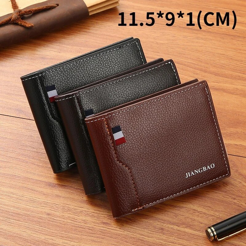 Piniginė vyrams Trumpa laisvalaikio piniginė Verslo sulankstomos piniginės PU odinė vyriška piniginė Prabangi maža piniginė su užtrauktuku