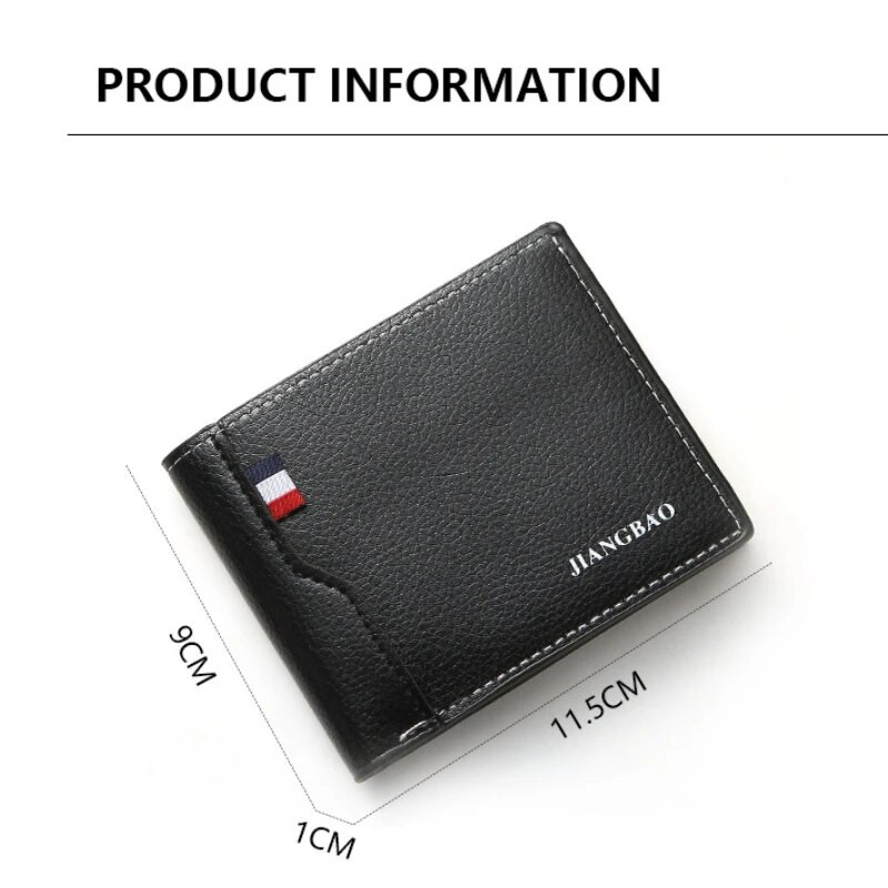 Piniginė vyrams Trumpa laisvalaikio piniginė Verslo sulankstomos piniginės PU odinė vyriška piniginė Prabangi maža piniginė su užtrauktuku
