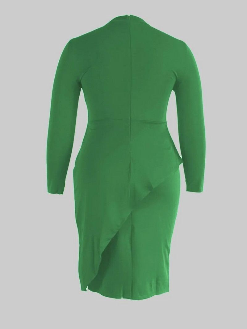 LW Plus Size Διακόσμηση με παπιγιόν Φόρεμα Bodycon Κομψό ρομαντικό γιακά με κορδέλα με μακριά μανίκια στενά ρούχα για γυναίκες φθινόπωρο 2022