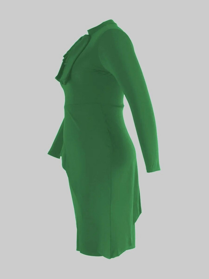 LW Plus Size Διακόσμηση με παπιγιόν Φόρεμα Bodycon Κομψό ρομαντικό γιακά με κορδέλα με μακριά μανίκια στενά ρούχα για γυναίκες φθινόπωρο 2022