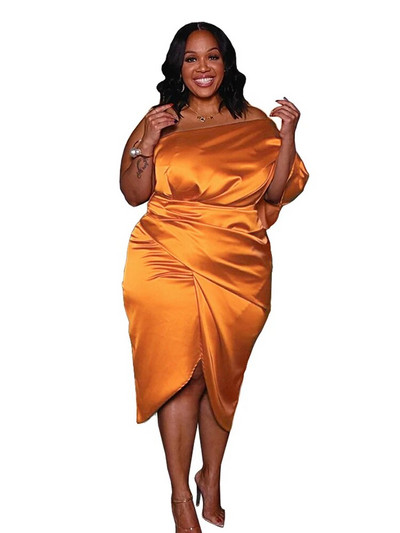 Suures suuruses naiste riided Ühe õlaga pulmakleit Suur daam Elegantne satiinist lühike kleit Kleidid 5xl Hulgi hulgikaubavedu