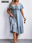 GIBSIE suures suuruses Sweetheart kaelusõlm ees liblikas varrukatega kleit naiste suvi 2023 magusad vintage kõrge vöökohaga pikad kleidid