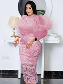 Elegantsed pitskleidid plusssuuruses 3XL 4XL, pikkade varrukatega valge roosa Bodycon Vintage ballikleidid naiste õhtupeole