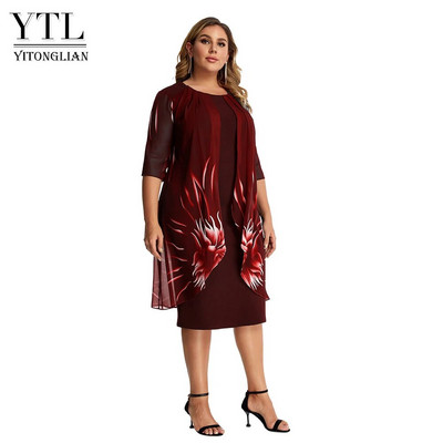 Yitonglian šikk ja elegantne lillemustriga naiste kleit Suvine vabaaja kleit naistele tööl kandmiseks 3xl 4xl