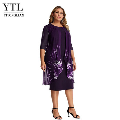 Yitonglian šikk ja elegantne lillemustriga naiste kleit Suvine vabaaja kleit naistele tööl kandmiseks 3xl 4xl
