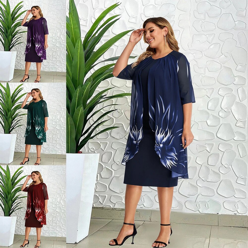 Yitonglian šikk ja elegantne lillemustriga naiste kleit Suvine vabaaja kleit naistele tööl kandmiseks 3xl 4xl