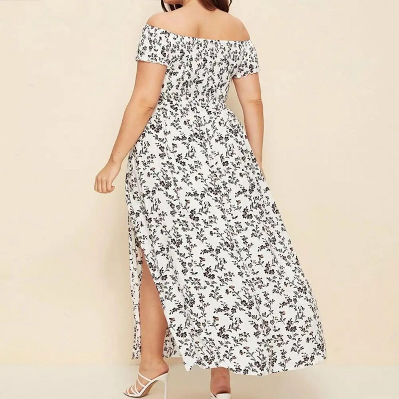 Didelio dydžio Maxi suknelė, elastinga krūtinės ląstele, dailiai siuvama ilga suknelė Bohemijos stiliaus nuo pečių