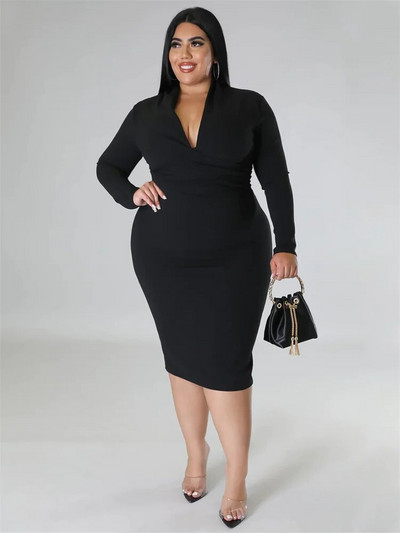 Wmstar haljine velikih veličina za žene, party dugih rukava, rastezljive, seksi V izrez, elegantna maksi haljina, uredske dame, veleprodaja Dropshipping