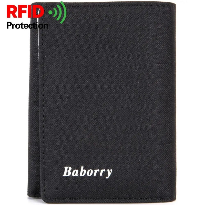 RFID varguskaitse rahakott Meeste lõuendist rahakott Mündikott Kolmekordne kokkupandav lühike rahakott isadepäeva kingitus-123-10sanze