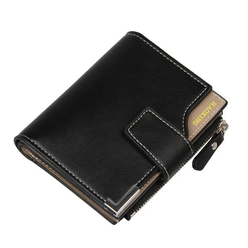 Portofel pentru bărbați Geanta de depozitare pentru carduri cu certificate, cu fermoar multifuncțional, portmoneu cu trei pliante F539