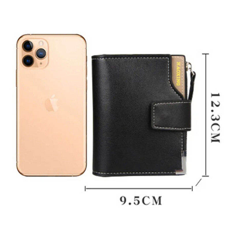 Portofel pentru bărbați Geanta de depozitare pentru carduri cu certificate, cu fermoar multifuncțional, portmoneu cu trei pliante F539