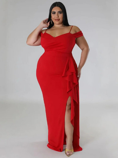 Γυναικεία φορέματα πάρτι Wmstar Plus Size Γυναικεία με ολίσθηση ώμου Κομψό μασίφ φόρεμα μάξι 2023 Καλοκαιρινά ρούχα Χονδρική Dropshipping