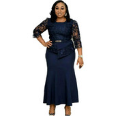 2021 m. karštas išpardavimas Afrikos ir Turkijos stiliaus plius dydžio nėriniais susiūta suknelė moterims