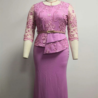 2021 m. karštas išpardavimas Afrikos ir Turkijos stiliaus plius dydžio nėriniais susiūta suknelė moterims