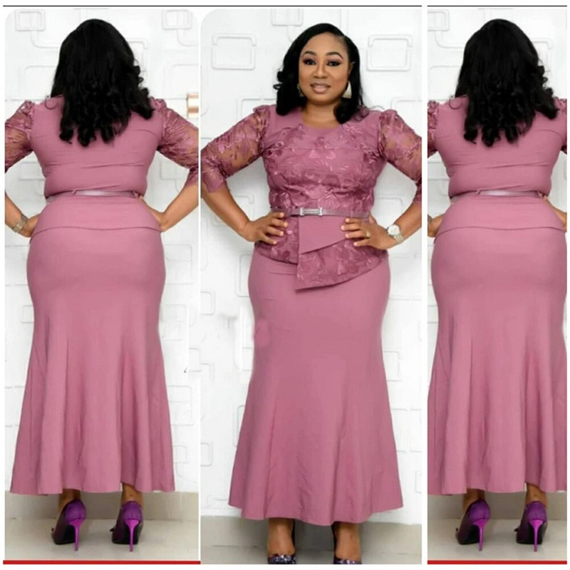 2021 m. karštas išpardavimas Afrikos ir Turkijos stiliaus plius dydžio nėriniais susiūta suknelė moterims
